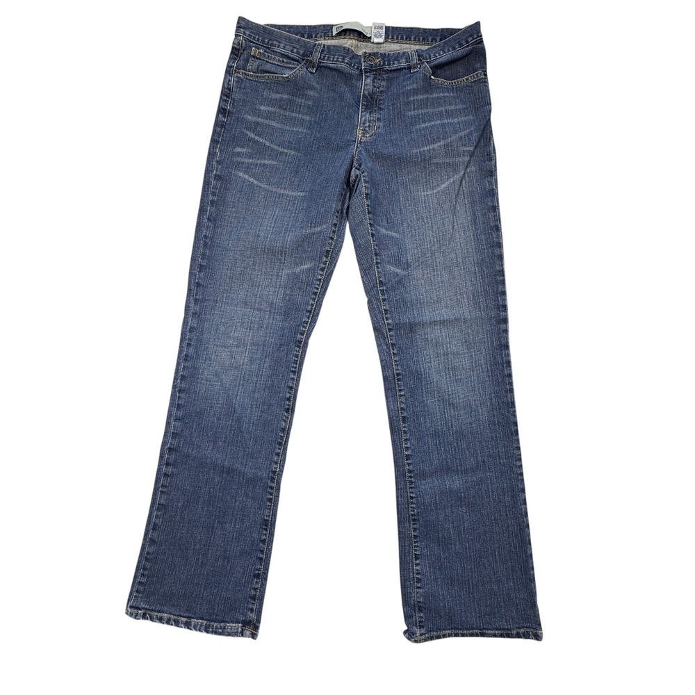 Gap Boy Cut Jeans Women 12 Medium Blue Vintage 2006 Whiskered Straight Embroider